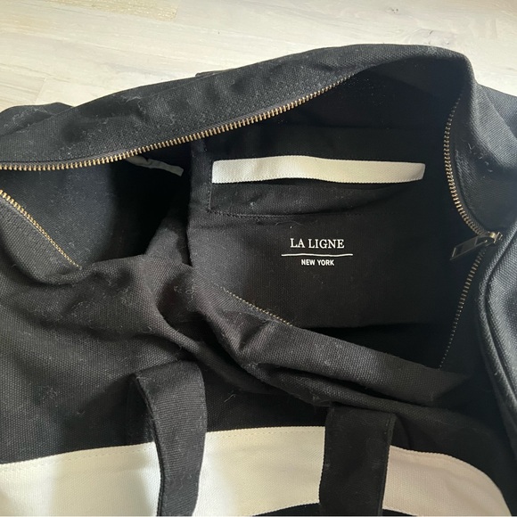 La Ligne black and white weekend duffel bag - Picture 2 of 3